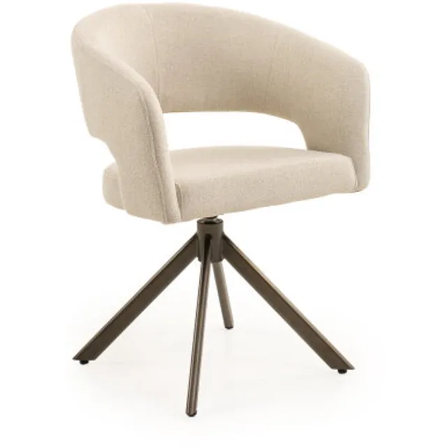 Moods Collection Eetkamerstoel Tokyo draaibaar Venus anodic bruin - Glory linen 110 antique beige