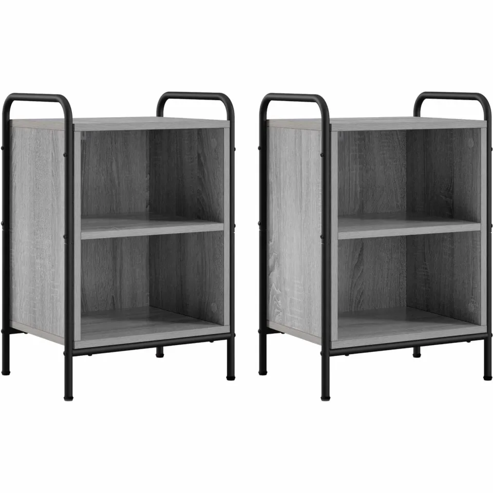 vidaXL Nachtkastje 2 st Grijs Sonoma 40 x 30 x 60 cm Bewerkt hout, foto 3