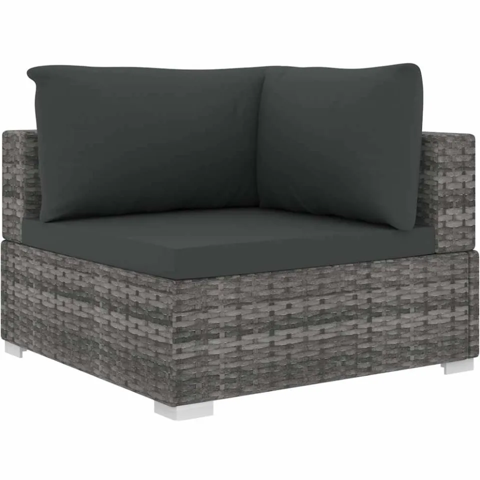 vidaXL 10-delige Loungeset met kussens poly rattan grijs, foto 3