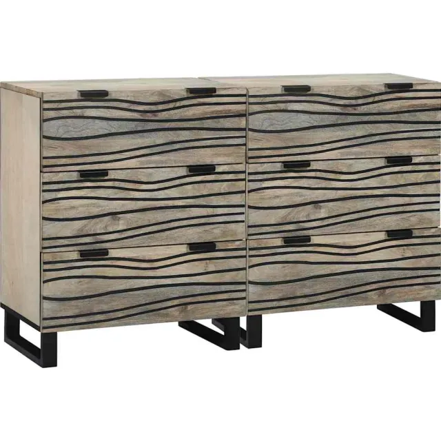 vidaXL Dressoir set 2 st Wit 120 x 33 x 75 cm Massief Mango Hout