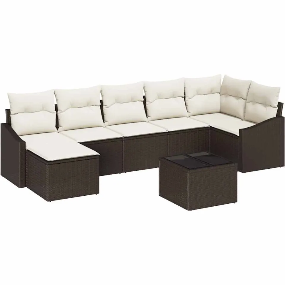 vidaXL Bankstel 8 st Bruin poly rattan