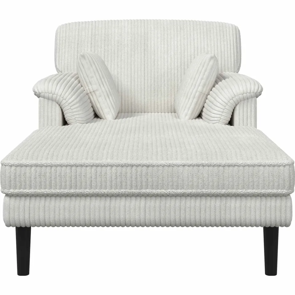 vidaXL Chaise longue Crèmekleurig Katoenen stof