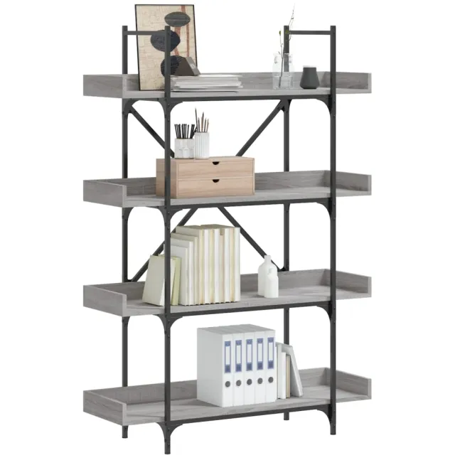 vidaXL Boekenkast 4-laags 100x33x145,5 cm bewerkt hout grijs sonoma, foto 2