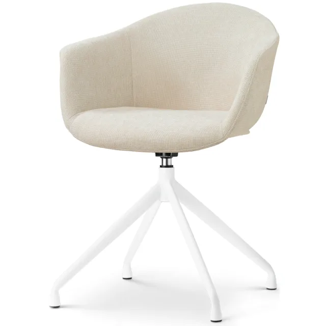 Nolon Nola-Otis draaibare eetkamerstoel cottonbeige - wit onderstel