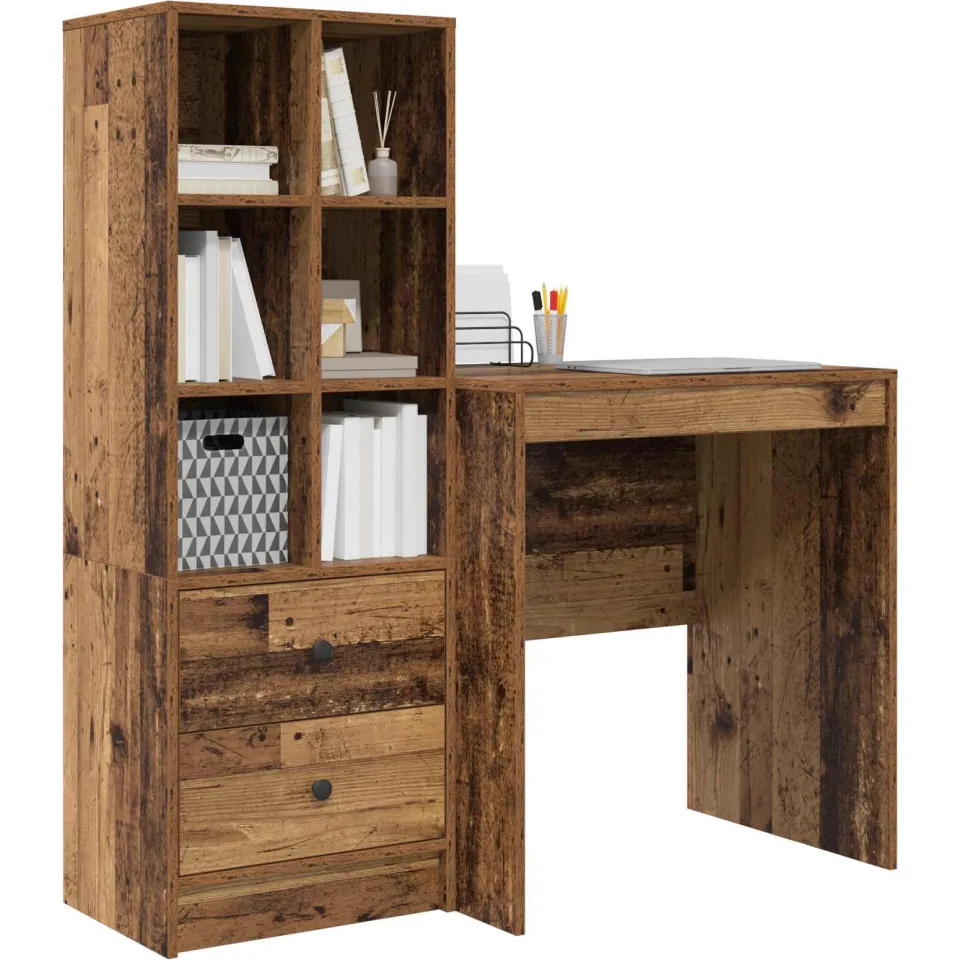 vidaXL Bureau Oudhout 115,5 x 50 x 127 cm 2 st Bruin