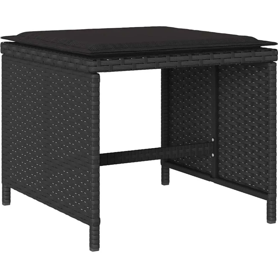 vidaXL 11-delige Tuinset met kussens poly rattan zwart, foto 2