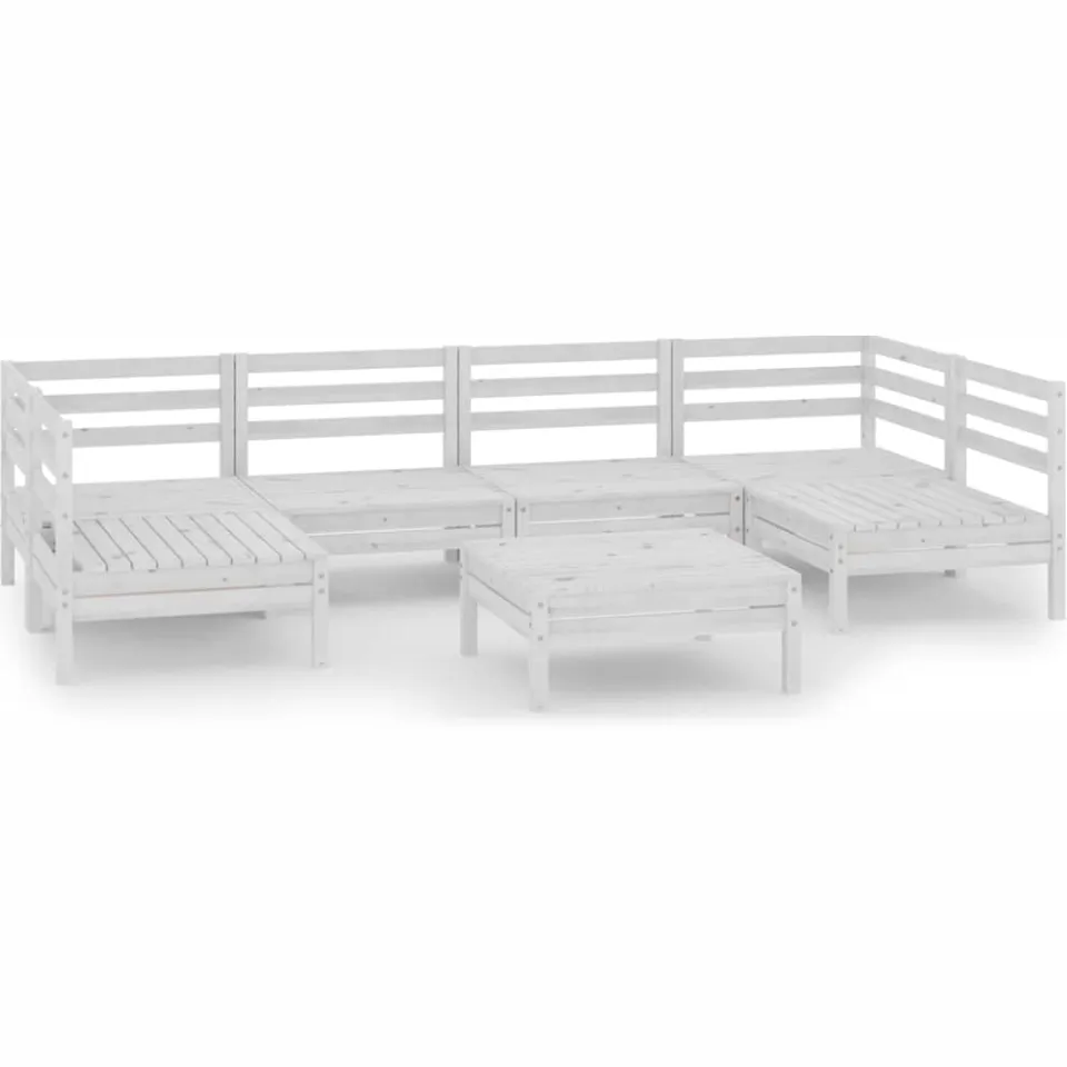 vidaXL 7-delige Loungeset massief grenenhout wit, foto 3