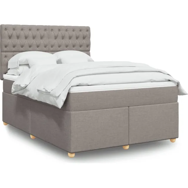 vidaXL Boxspring met matras stof taupe 160x200 cm