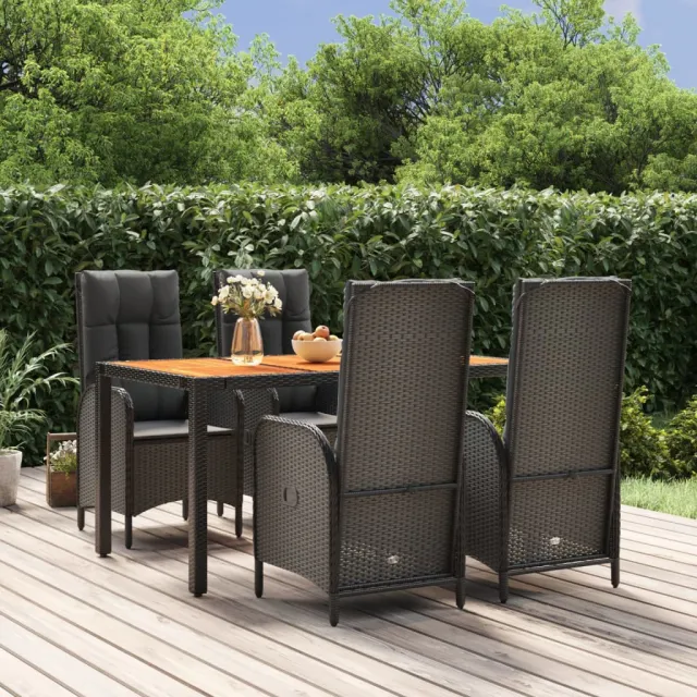 vidaXL 5-delige Tuinset met kussens poly rattan zwart, foto 2