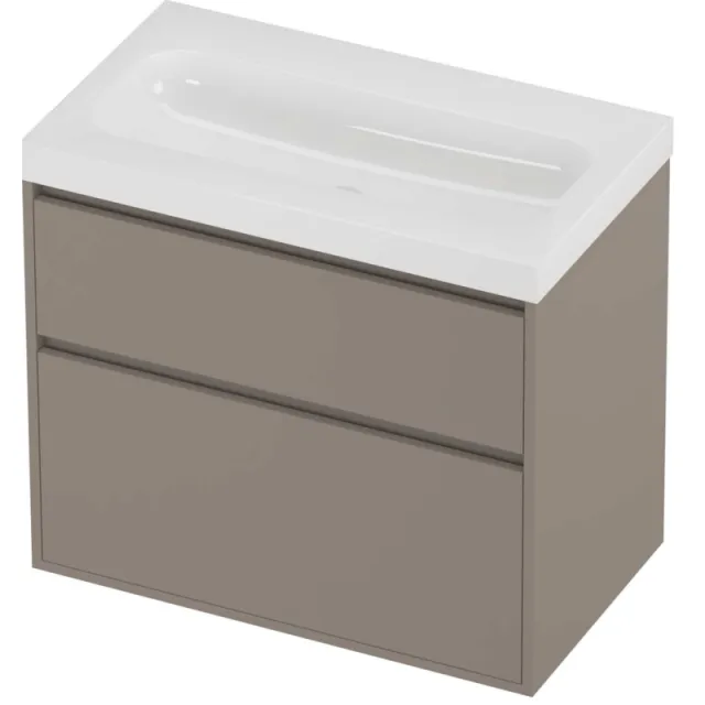 Proline Haga Badmeubelset Polystone Mezza 80x46x73 cm Glans Wit Clay Beige