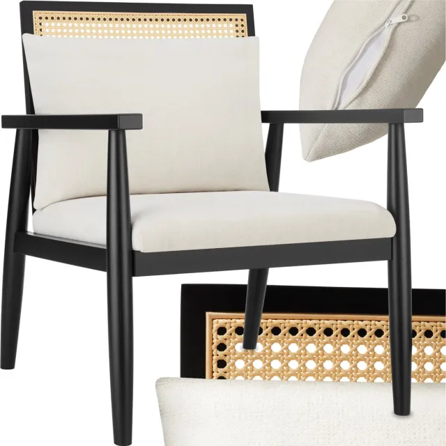 Tectake Loungestoel - Stoel met Weens weefsel - Moderne cocktailstoel - Fauteuil- Relaxstoel voor de eetkamer - Bruin zwart