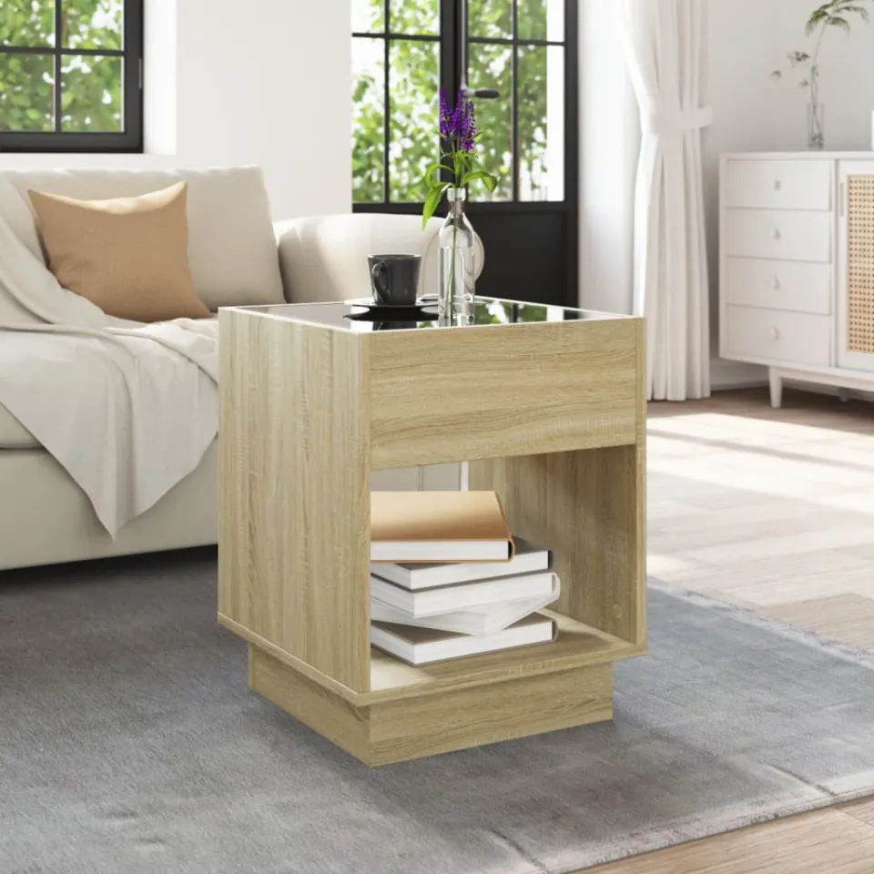 vidaXL Salontafel met Infinity LED 40x40x50 cm sonoma eikenkleurig, foto 3