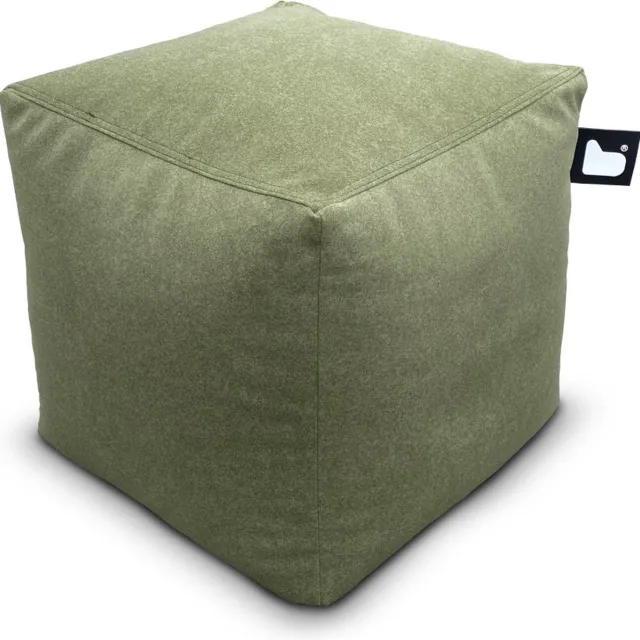 Extreme Lounging b-box suede - vierkante poef - voor binnen - zacht suede stof - 40x40cm - moss Groen