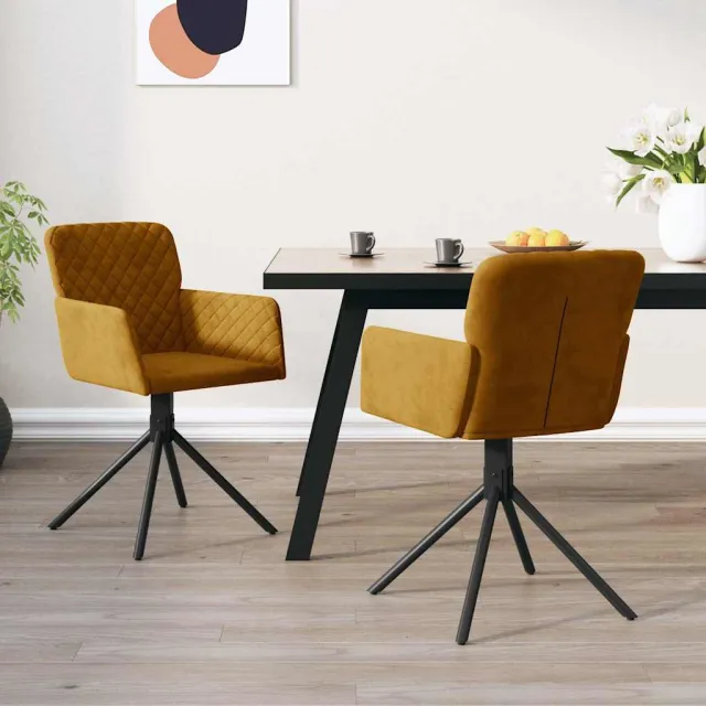 vidaXL Eetkamerstoelen draaibaar 2 st fluweel lichtgroen groen, foto 2