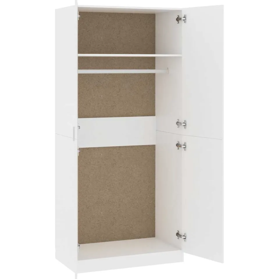 vidaXL Kledingkast 90x52x200 cm bewerkt hout wit, foto 4