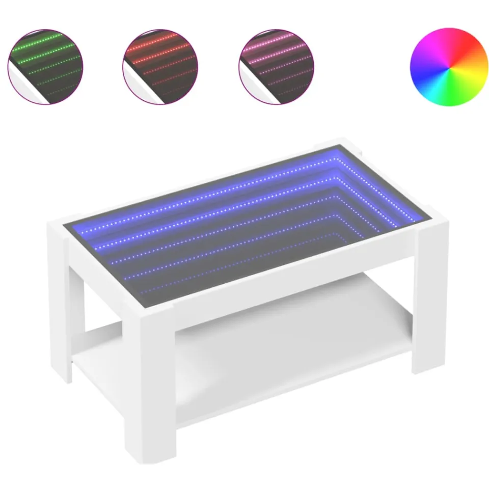 vidaXL Salontafel met LED 93x53x45 cm bewerkt hout wit