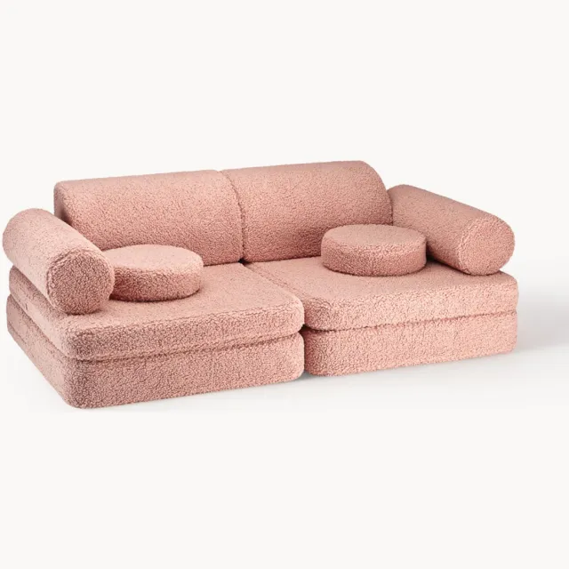 Wigiwama Modulaire kinderspeelbank Sugar van teddy, handgemaakt Dieproze, Roze