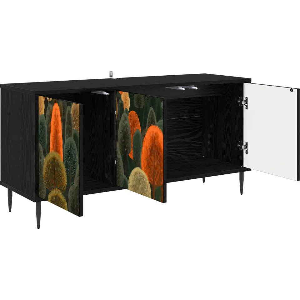 vidaXL Tv-meubel ZAANDAM 102 x 33 x 51 cm Zwart eiken Bewerkt hout