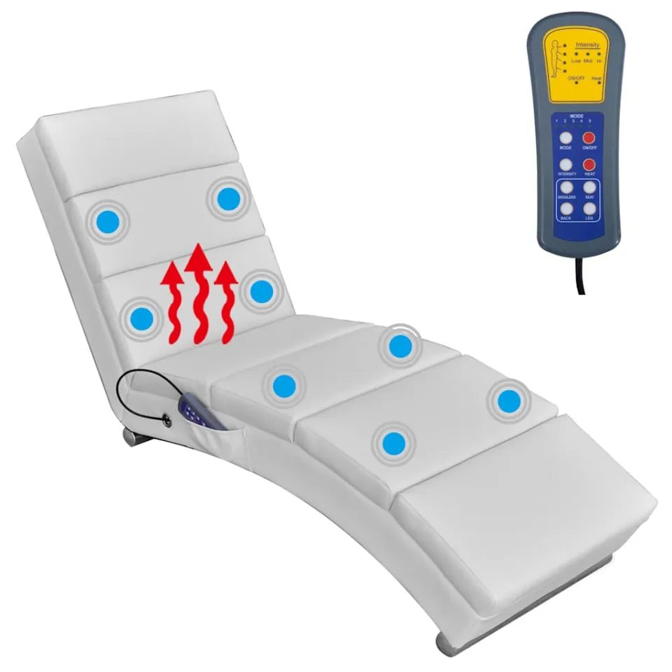 vidaXL Massagelounger kunstleer wit, foto 4