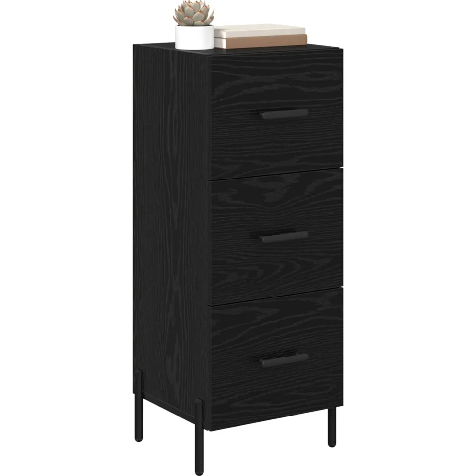 vidaXL Dressoir Zwart eiken 34 x 34.5 x 90 cm Bewerkt hout