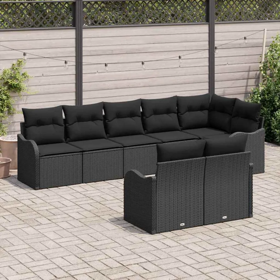vidaXL Tuin Sofa Set 8 st Zwart poly rattan, foto 3
