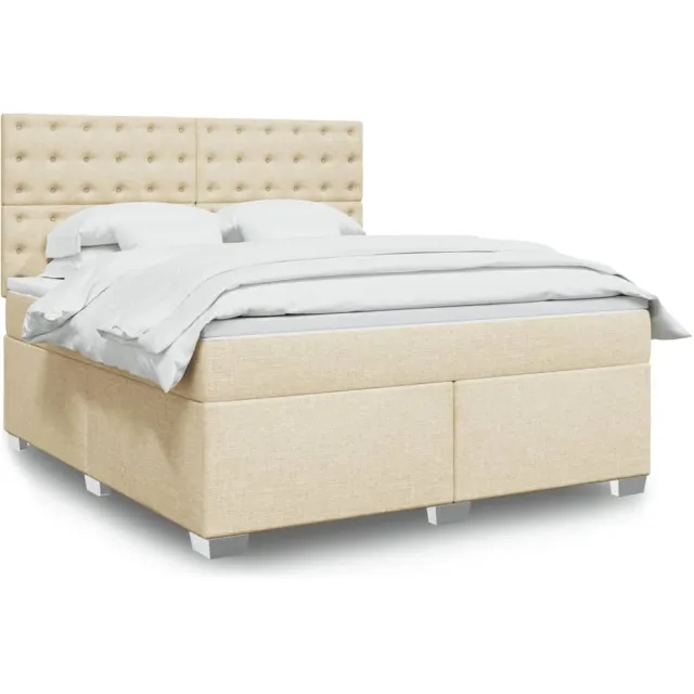 vidaXL Boxspring met matras stof crèmekleurig 180x200 cm