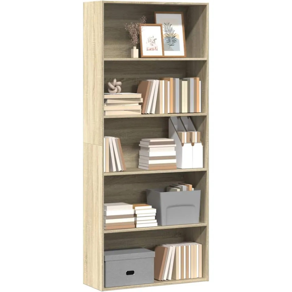 vidaXL Boekenkast 80x30x189 cm bewerkt hout sonoma eikenkleurig Bruin