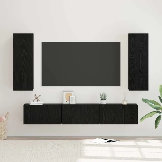 vidaXL Tv-meubelset 5 st Zwart Eiken Bewerkt hout, foto 2