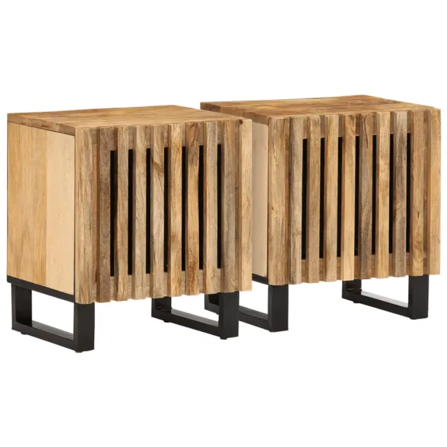 vidaXL Nachtkastjes 2 st 40x34x46 cm massief ruw mangohout Bruin