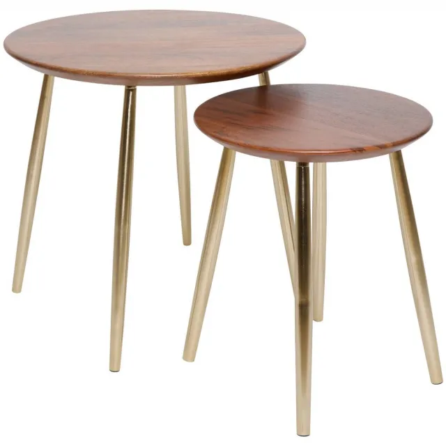 Atmosphera Créateur d'intérieur® Set van 2 Noida-nesttafels van hout Marron
