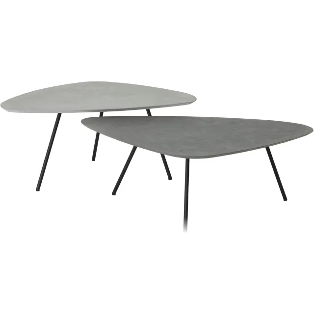 DTP Home Scala Plectro Air salontafel set van 2 driehoekig Mortex Frost / Dusk - 90 x 50 x 38 cm / 100 x 60 x 34 cm naturel