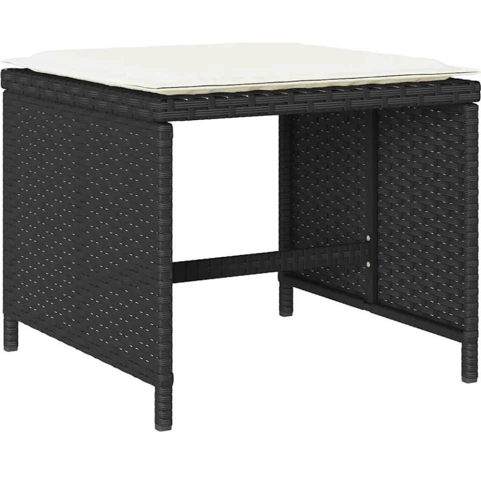 vidaXL 17-delige Tuinset met kussens poly rattan zwart