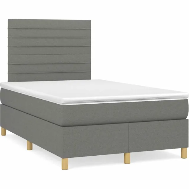 vidaXL Boxspring met matras en LED stof donkergrijs 120x190 cm grijs