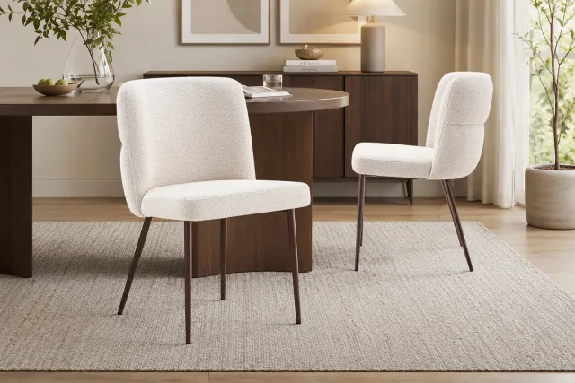 Stoelen/Eetkamerstoel 'Alix' in stof Beige kleur - H 82cm x B 51 x D 61 cm - Rousseau - Per stuk