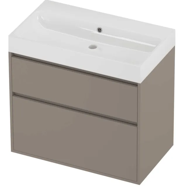 Proline Podium Badmeubelset Polystone Loft 80x46x75 cm Glans Wit Clay Beige