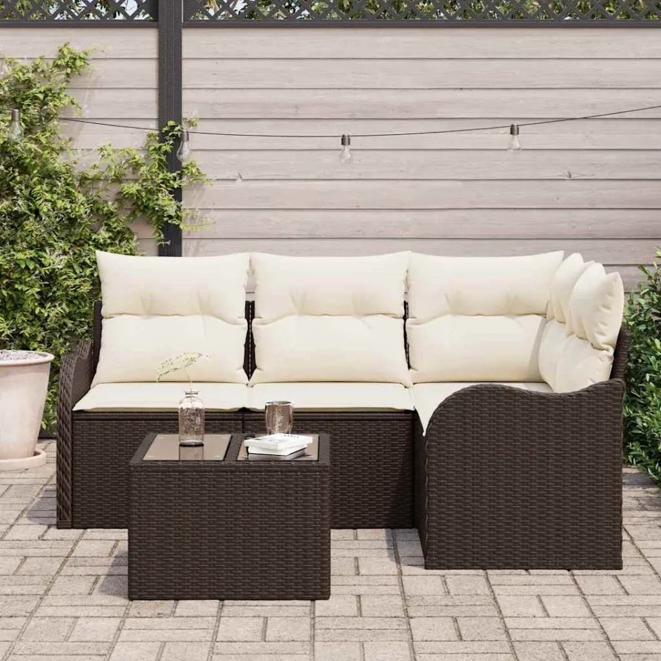 vidaXL Tuin Sofa Set 5 st Grijs poly rattan, foto 3