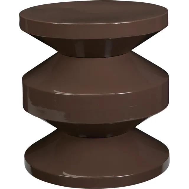 In & Out Deco Bijzettafel - Metaal - Organisch - Zig-Zag - Bruin - Hoog 33 cm - Rond 31 cm