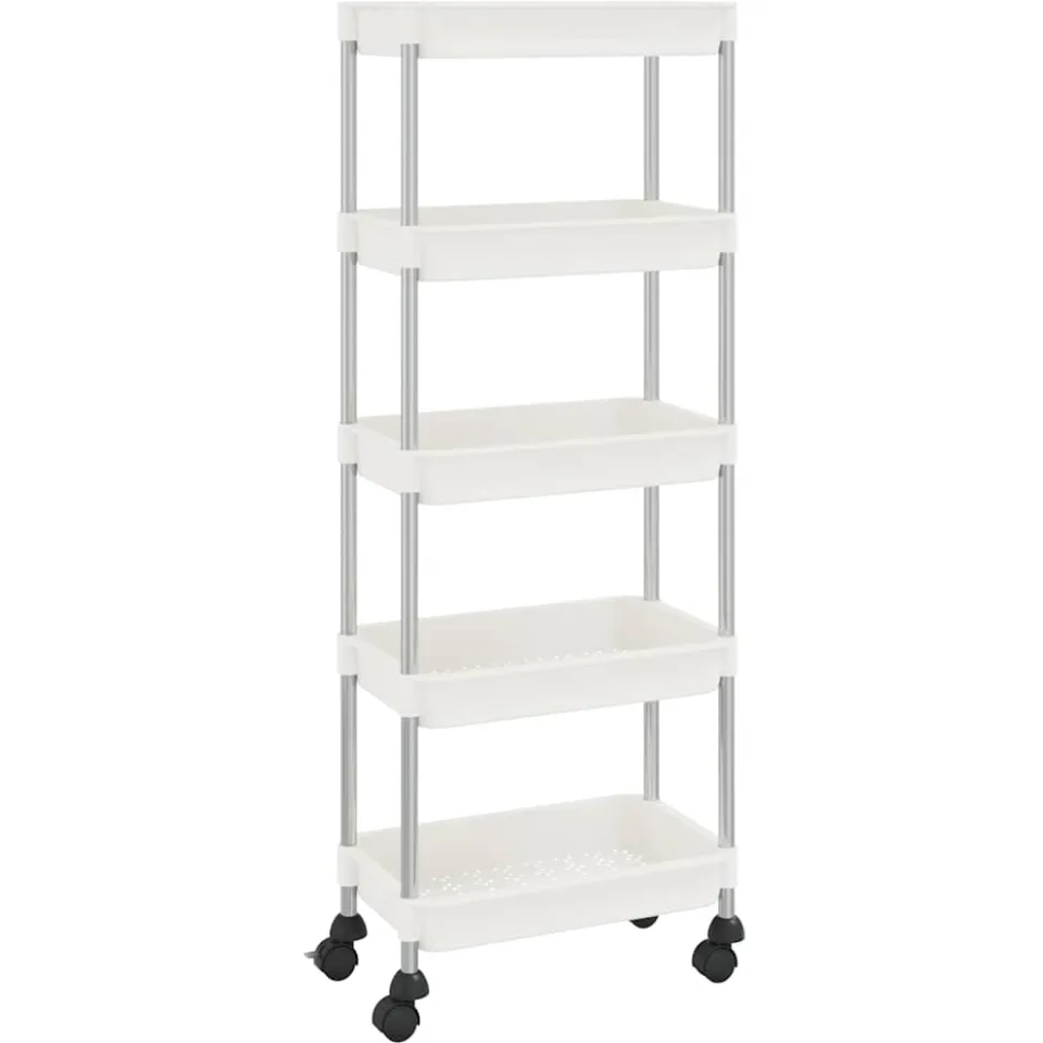 vidaXL Keukentrolley 5-laags 42x29x128 cm ijzer en ABS wit, foto 3