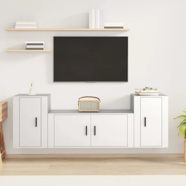 vidaXL 3-delige Tv-meubelset bewerkt hout wit, foto 2