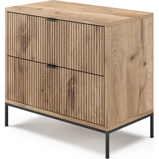 Vicco Eliza Nachtkastje – 66 x 60 cm met 2 laden Viking Eik