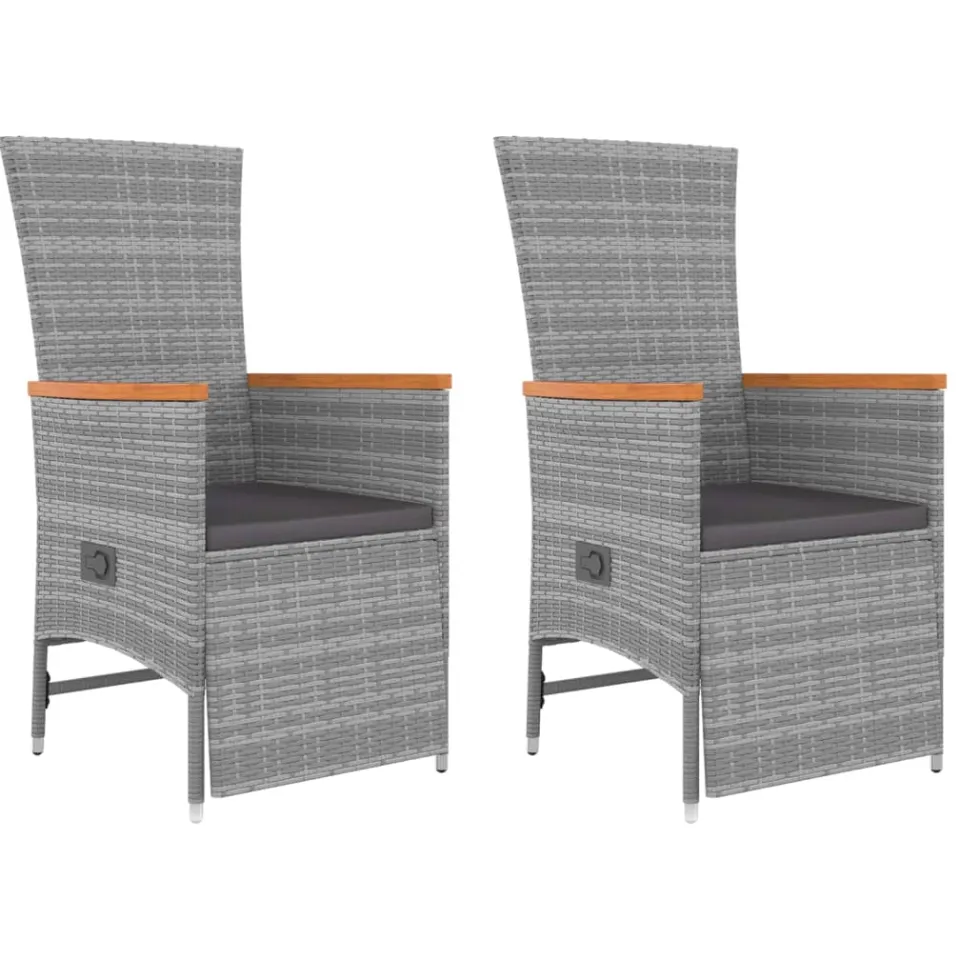 vidaXL 3-delige Loungeset poly rattan en massief acaciahout grijs, foto 3