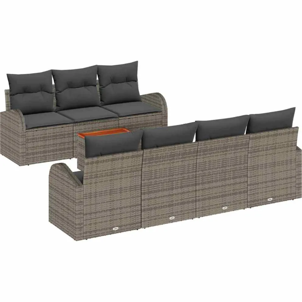 vidaXL Tuinbankenset 8 st Grijs poly rattan