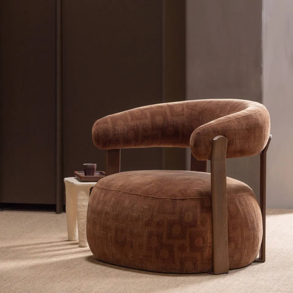 WOOOD Foon Fauteuil - Structuurstof - Zand - 78x82x73, foto 3