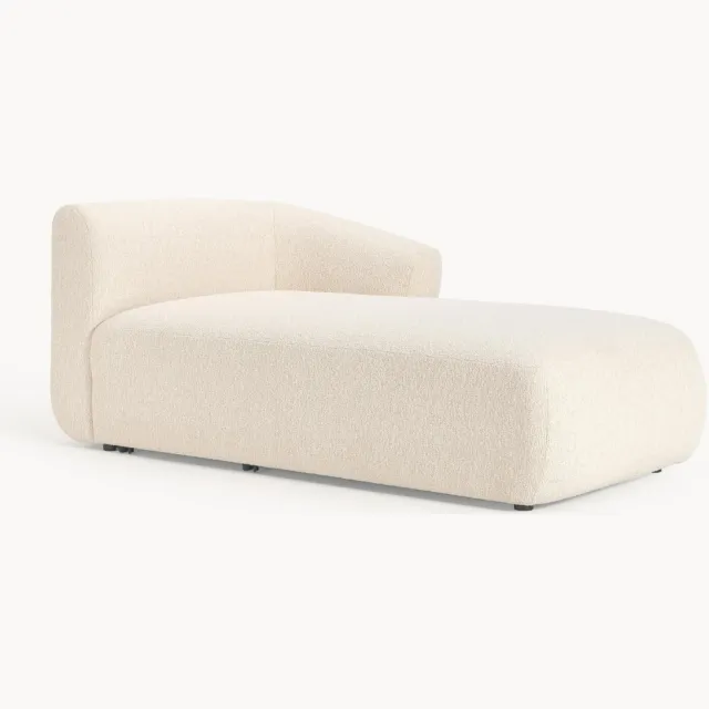 Westwing Collection Chaise longue hoekmodule Sofia uit bouclé beige