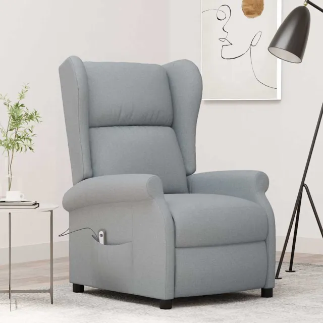 vidaXL Fauteuil elektrisch verstelbaar stof lichtgrijs