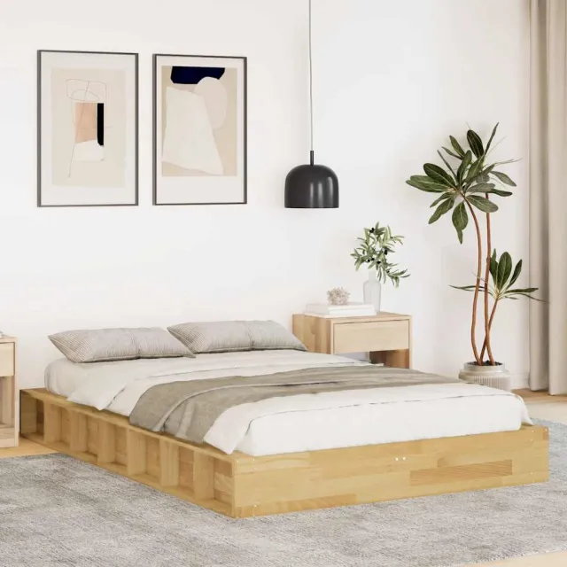 vidaXL Bedframe zonder matras 120x190 cm massief hout eiken Bruin
