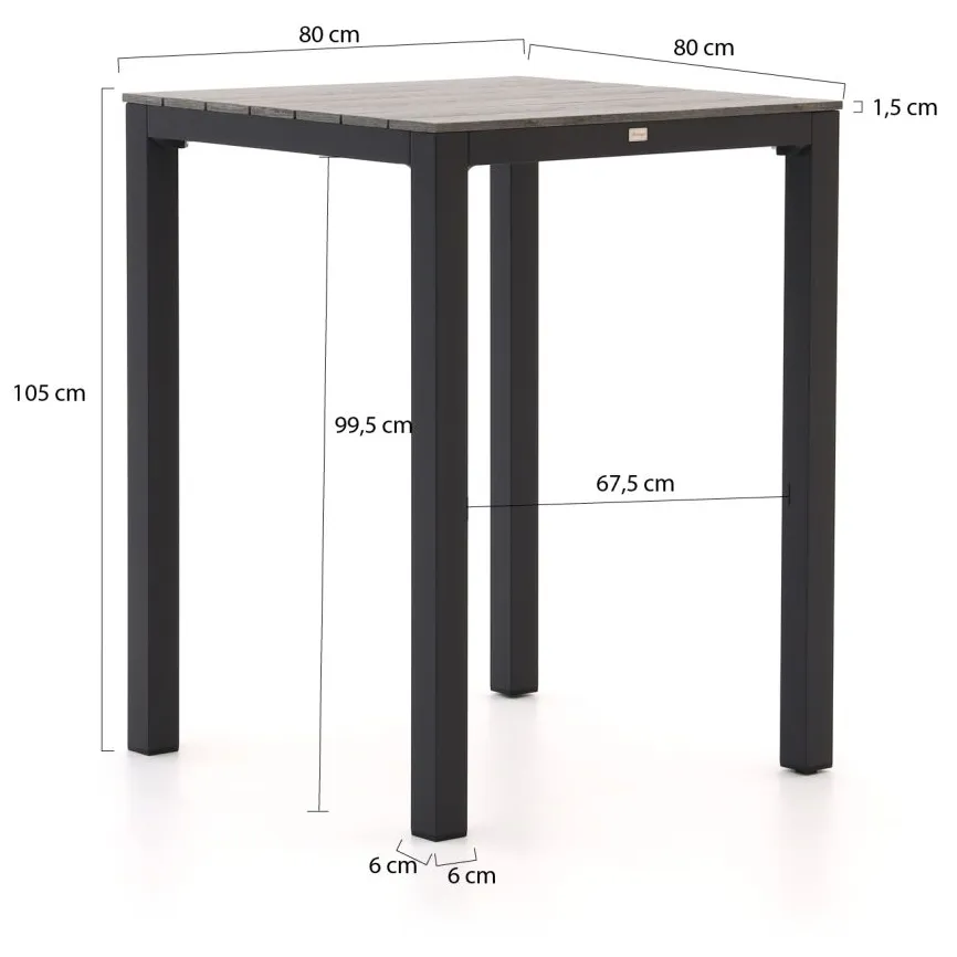 Bellagio tuinmeubelen Bellagio Fidenza bartafel 80x80x105cm grijs, foto 2