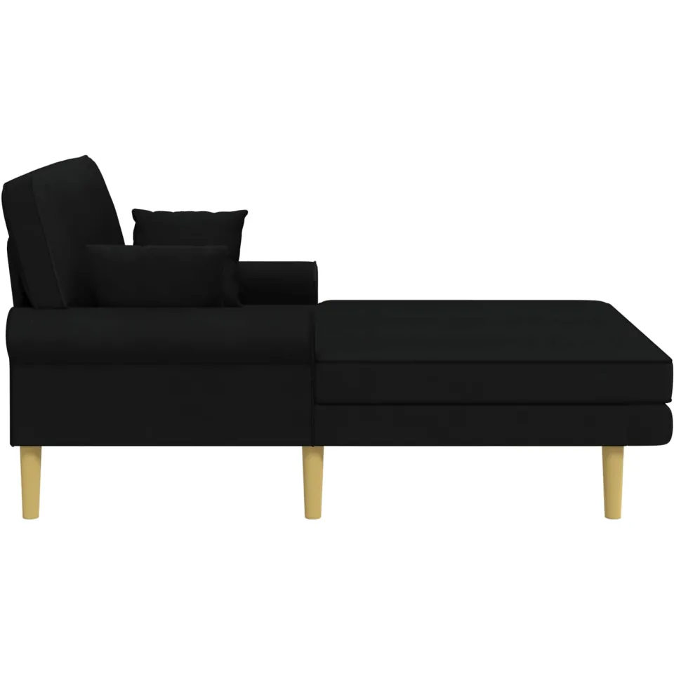 vidaXL Chaise longue Zwart Stof, foto 4