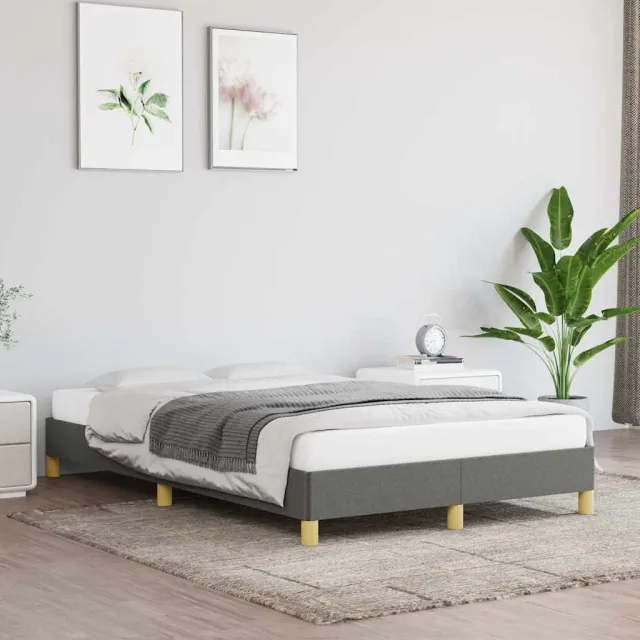 vidaXL Bedframe zonder matras 120x200 cm stof donkergrijs