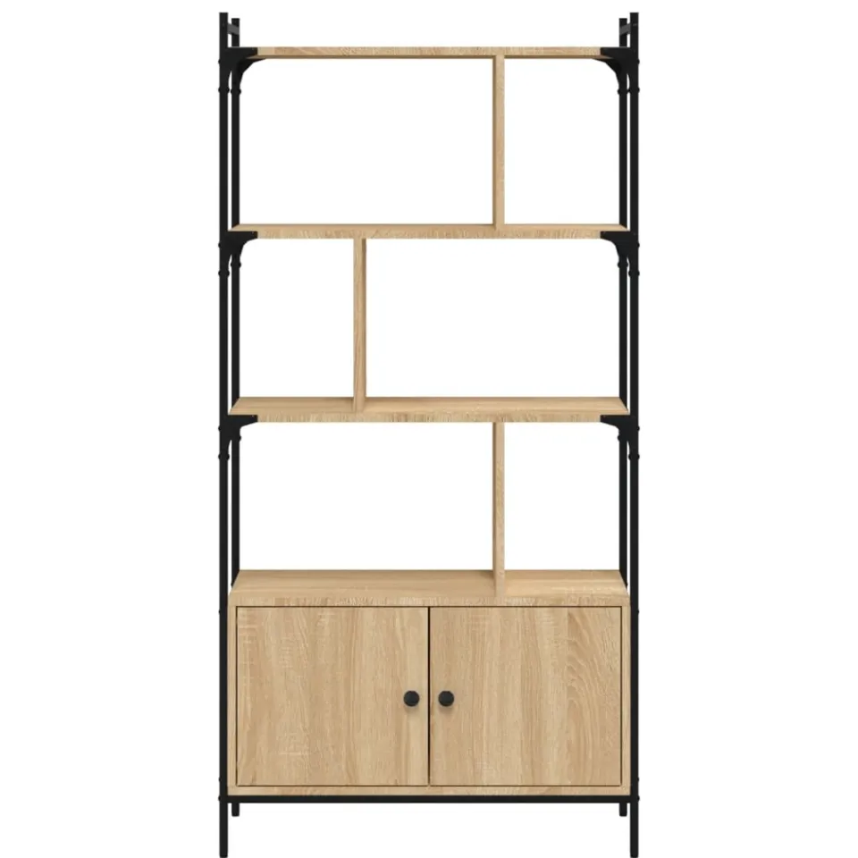vidaXL Boekenkast met deuren Sonoma eiken 76,5x30x154,5 cm bewerkt hout, foto 4
